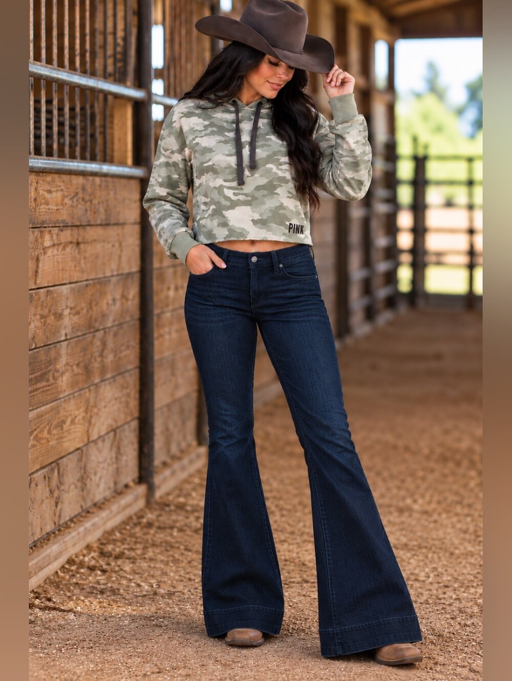 ROCK & ROLL COWGIRL low-rise trouser jeans flares wide leg 32x36L NWT/New TALL